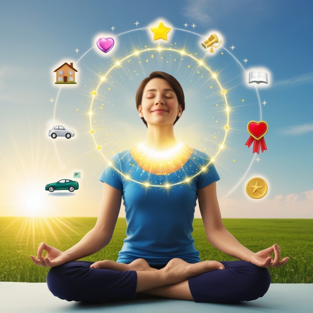 Pessoa em estado meditativo visualizando desejos